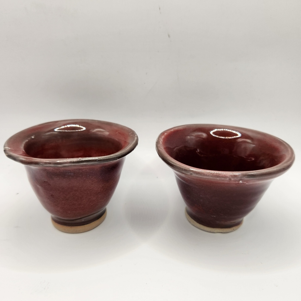 Art Pottery Glazed Small Cups Earth Tones, Set of 2